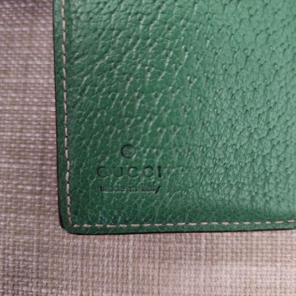 Gucci Vintage GG Studded Canvas Leather Moss Green Olive Folding Wallet - Picture 3 of 16